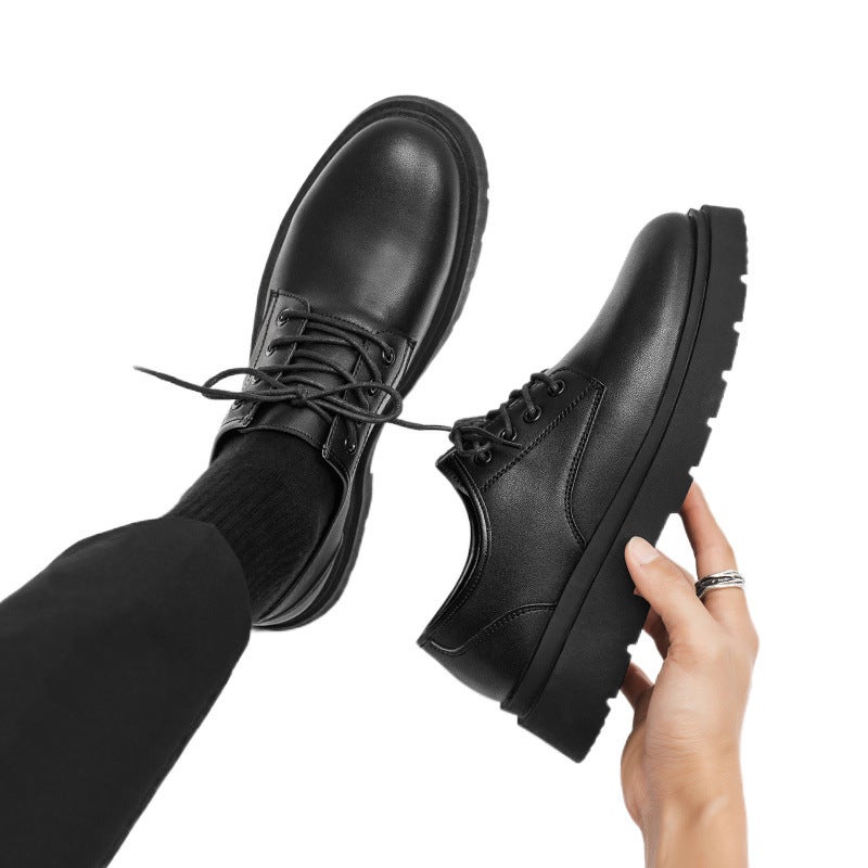 Leather Shoes for Men, British Teenagers, Thick-Soled Suits, Casual Commuting, Civil Servant Interviews, Black Work Shoes - Image 4