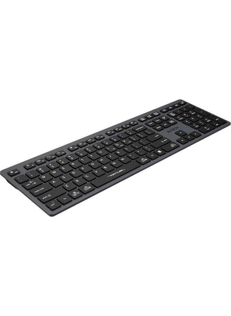 A4TECH - A4 Tech Fstyler FBX50C Gray Bluetooth+2.4G Nano Fn Rechargeable Multimedia Keyboard - Image 1