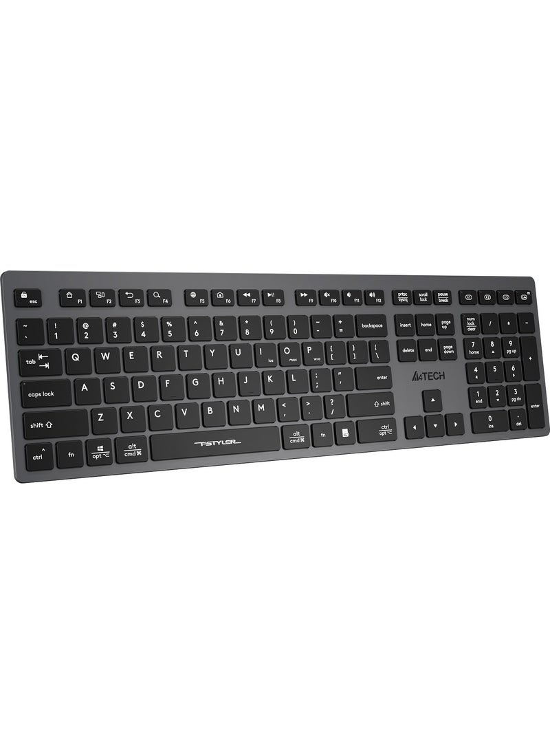 A4TECH A4 Tech Fstyler FBX50C Gray Bluetooth+2.4G Nano Fn Rechargeable Multimedia Keyboard  - Image 2