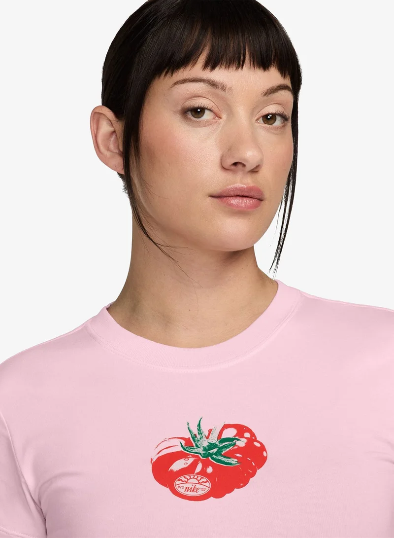 Nike  Nsw Chill Knitted Modern Cropped Tomato T-Shirt for Women | Best Price UAE