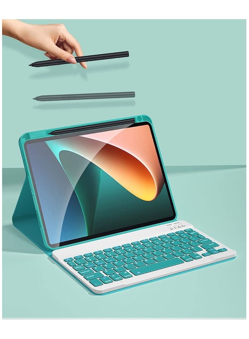 Arabic and English Keyboard Case with Mouse Compatible with Xiaomi Mi Pad 5 pro Pad 5 Detachable Keyboard Built in Pencil Holder Premium Slim Folio Stand Cover - Image 5