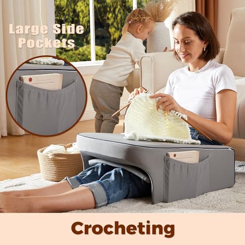 cooloo8 Reading Pillow for Bed, Gaming Pillow for Lap, Petite Adults, Teens Arm Rest Pillow, Memory Foam Lap Desk Pillow for Reading, Working, Playing, Crocheting in Bed Couch(Grey) - Image 4