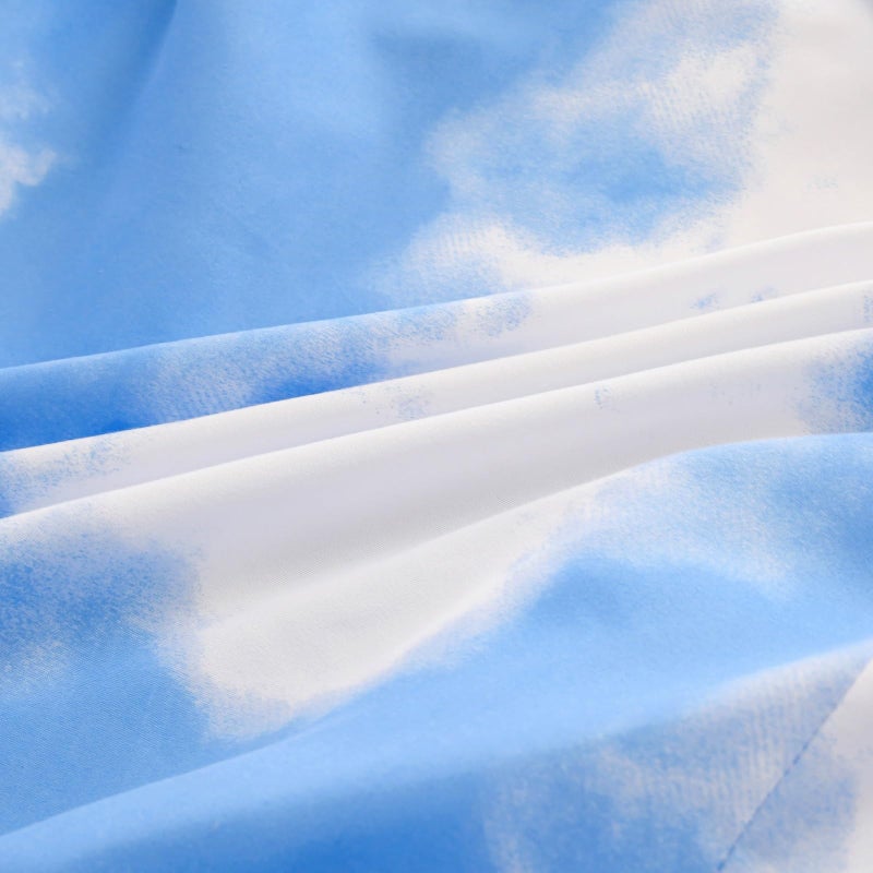 NATURETY Bedding Fitted Sheet with Deep Pocket for Single Bed Mattress Cover Sheets White Cloud Printed Fabric Bed Sheets (Blue Sky  Twin) - Image 5