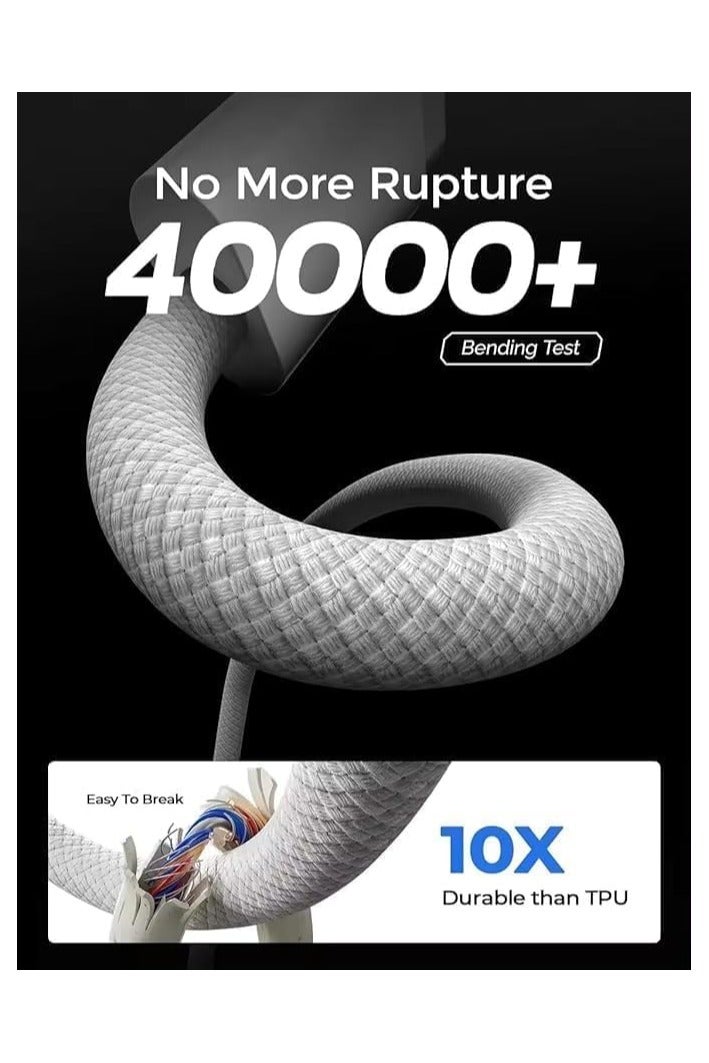 OMAKSS USB C to USB C Cable 1 M, 60W Braided, Faster Charging Cord, Power Delivery PD Cable Type C, Compatible with iPhone 15/15 Pro/15 Plus/15 Pro Max,iPad Mini/Pro, MacBook Pro/Air, White - Image 3