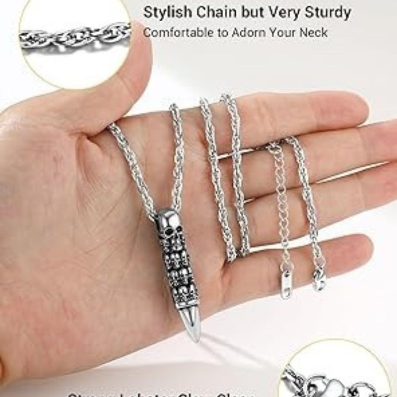 ringzinnie Silver Plated Pendant Necklace for Boys/Men - Stainless Steel Chain for Fashion & Gift - Image 4