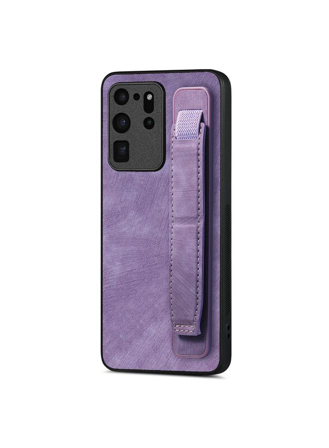 S-TOP Case For Samsung Galaxy S20 Ultra 5G Retro Wristband Holder Leather Back Phone Case - Image 1