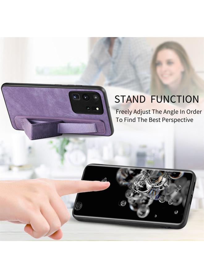 S-TOP Case For Samsung Galaxy S20 Ultra 5G Retro Wristband Holder Leather Back Phone Case - Image 4