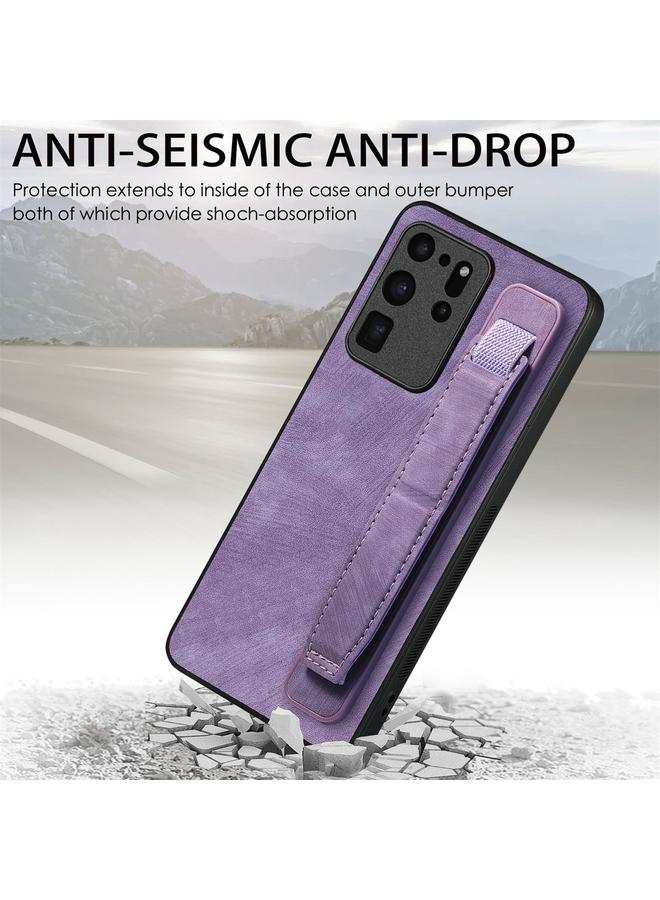 S-TOP Case For Samsung Galaxy S20 Ultra 5G Retro Wristband Holder Leather Back Phone Case - Image 2