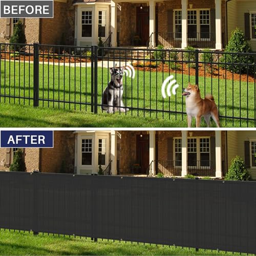 Windscreen4less 6'x50' Privacy Fence Screen Heavy Duty Windscreen Fencing Mesh Fabric Shade Net Cover for Outdoor Wall Garden Yard Pool Deck Black - Image 2