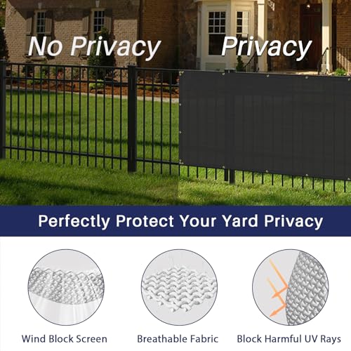 Windscreen4less 6'x50' Privacy Fence Screen Heavy Duty Windscreen Fencing Mesh Fabric Shade Net Cover for Outdoor Wall Garden Yard Pool Deck Black - Image 3