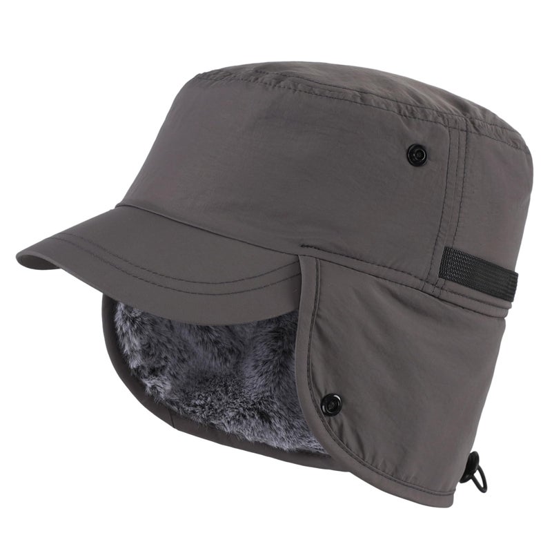 Connectyle Men's Winter Hats with Bill Earflaps Newsboy Hat Warm Ski Skull Cap Visor Sports Hat Grey - Image 1