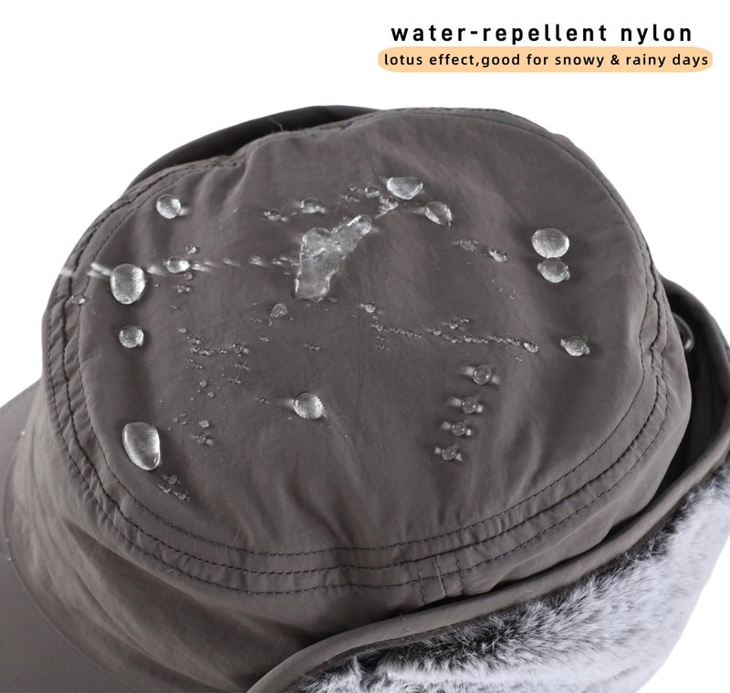 Connectyle Men's Winter Hats with Bill Earflaps Newsboy Hat Warm Ski Skull Cap Visor Sports Hat Grey - Image 5