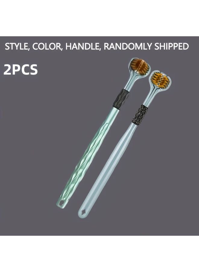 2pcs Ergonomic Full Coverage Three Sided Toothbrush With Soft Volcano Bristles For Braces And Dentures - Image 5