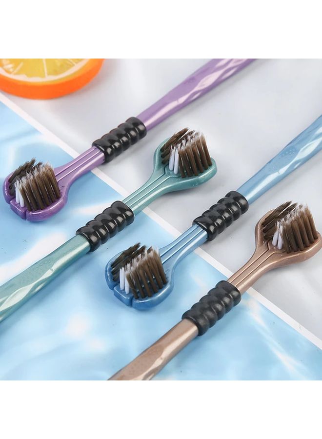2pcs Ergonomic Full Coverage Three Sided Toothbrush With Soft Volcano Bristles For Braces And Dentures - Image 2