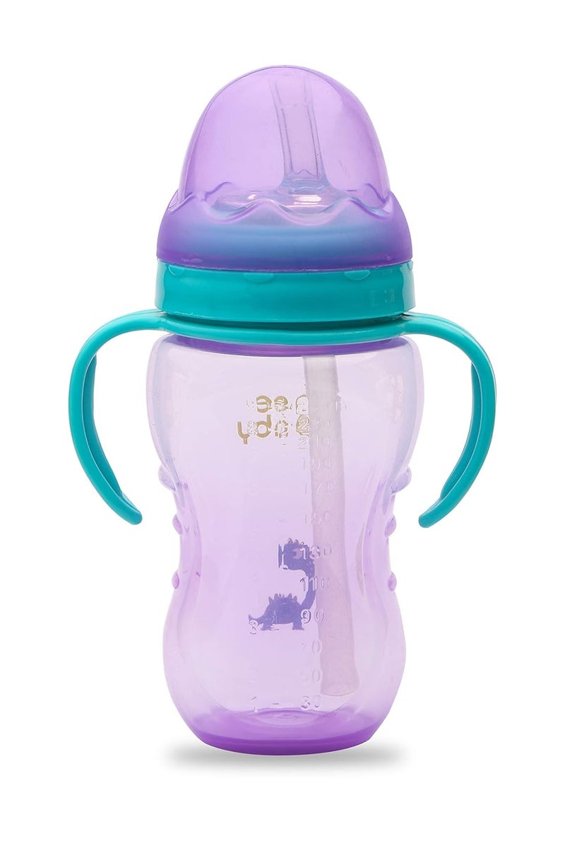 BEEBABY No-Spill Flexi Straw Cup for 1 + Year Old, 100% BPA Free Baby Sipper Bottle with Detachable Handle, Silicone Flex Straw Sippy Cup for Infant/Toddler, 240 ml / 8 oz (Violet, 12M+) - Image 2