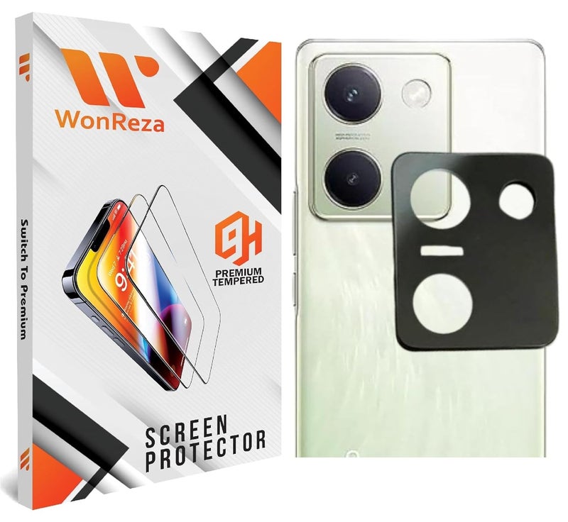 WonReza حماية زجاج الكاميرا الخلفية لهاتف Vivo Y200 Pro 5G [3D بريميوم] واقي عدسة الكاميرا (أسود) - Image 1