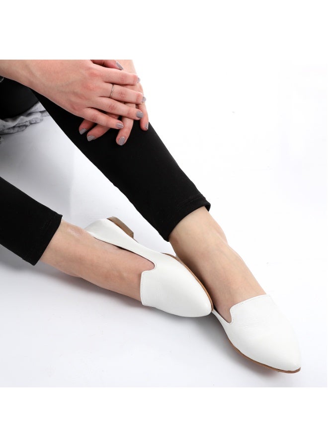 Mr.joe Espadrilles Toecap Slip On Leather Flats White For Women 3925 - Image 1