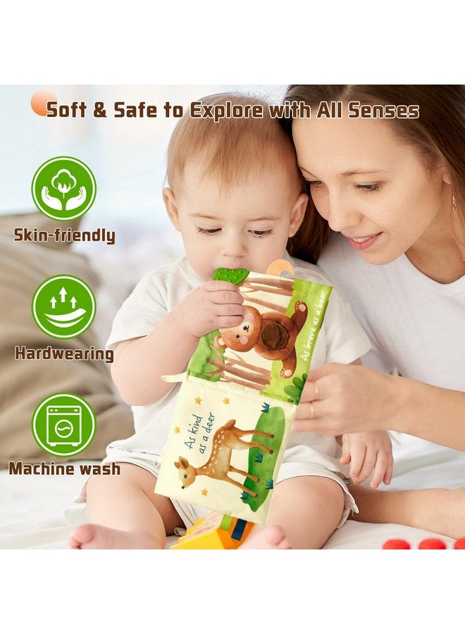 Wernnsai WERNNSAI Soft Baby Book with Touch and Feel Pages Crinkle Book 0-6 Months Sensory Cloth Book with Textured Animals, Mirror & Crinkle Paper Infants Toys  - Image 3
