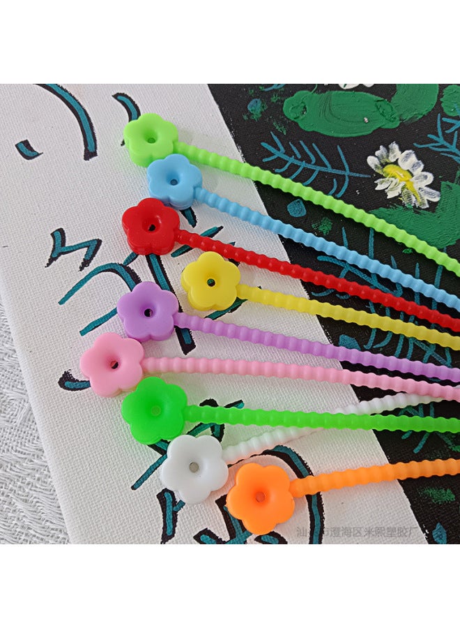 إسكدنيا Flower Star Silicone Cable Tie Data Cable Storage Arrangement Winding Wire Jewelry Pendant Multi-purpose Color Lanyard-Color:210mm Flowers (maca Powder) - Image 3