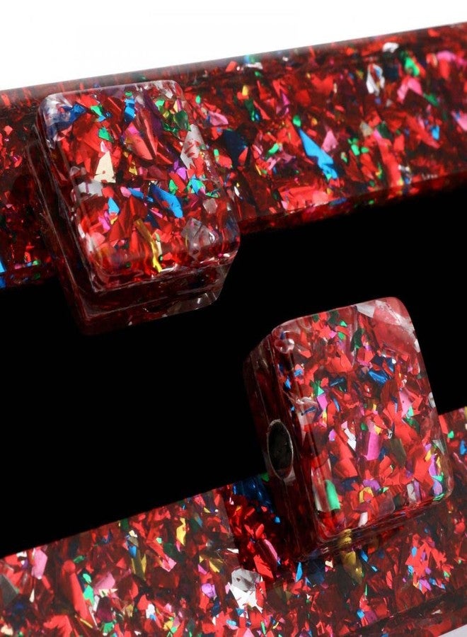 جيتس حقائب يد نسائية من الأكريليك، متعددة الألوان، بنقوش هندسية، حقيبة يد صغيرة أنيقة للمناسبات والسهرات، لون أحمر مختلط، مقاس واحد - Image 5