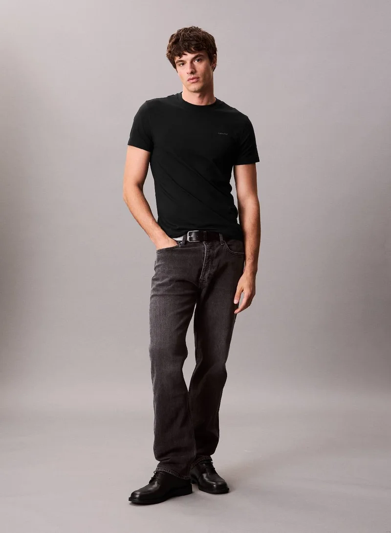 CALVIN KLEIN black Slim Liquid Touch Crewneck T-Shirt for Men | Best Price UAE