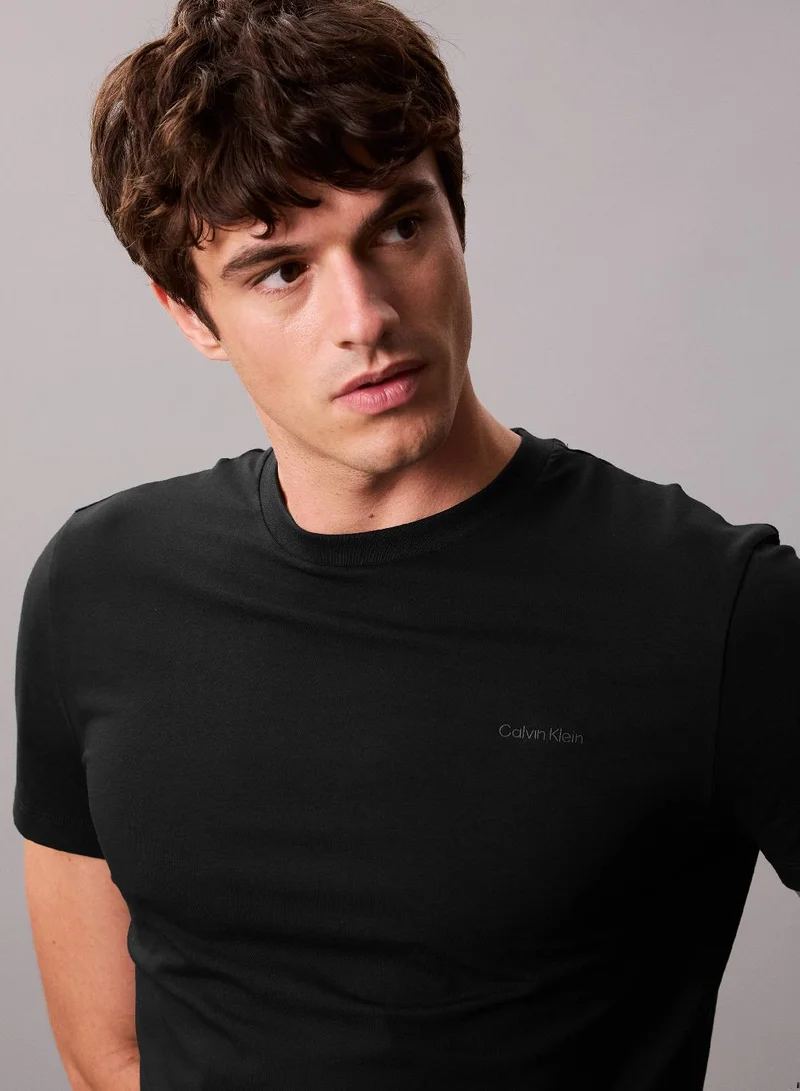 CALVIN KLEIN black Slim Liquid Touch Crewneck T-Shirt for Men | Best Price UAE