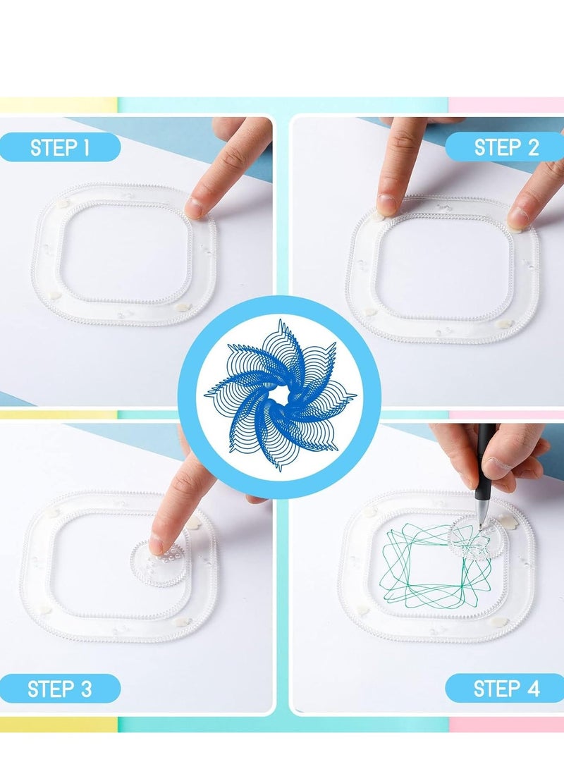 SYOSI Spirograph Ruler Drawing Set Gears Painting Magic Spiral Tool Plastic Template Art Training Kit for DIY Crafts Kids School Home 18PCS - Image 5