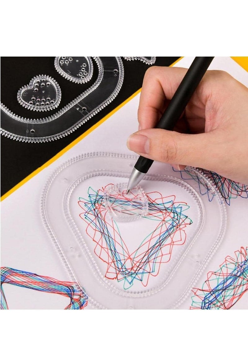 SYOSI Spirograph Ruler Drawing Set Gears Painting Magic Spiral Tool Plastic Template Art Training Kit for DIY Crafts Kids School Home 18PCS - Image 2