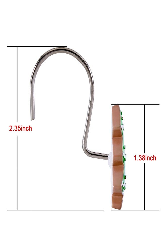 Estmy Cute Gingerbread House Christmas Shower Curtain Hooks Set of 12 Resin Xmas Tree Ginger Cake Man Bathroom Decor Accessories Set Candyland Festive Winter Holiday Christmas Shower Hooks Rustproof - Image 5
