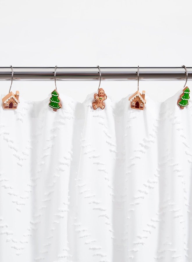 Estmy Cute Gingerbread House Christmas Shower Curtain Hooks Set of 12 Resin Xmas Tree Ginger Cake Man Bathroom Decor Accessories Set Candyland Festive Winter Holiday Christmas Shower Hooks Rustproof - Image 3