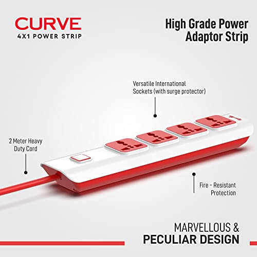 Fybros Electricals Curve 4x1 Heavy-Duty Extension Board Multiple Plug Socket 2 Meter Cord Surge Protectors for Mobile Phones, Laptop, TV etc. - Image 3