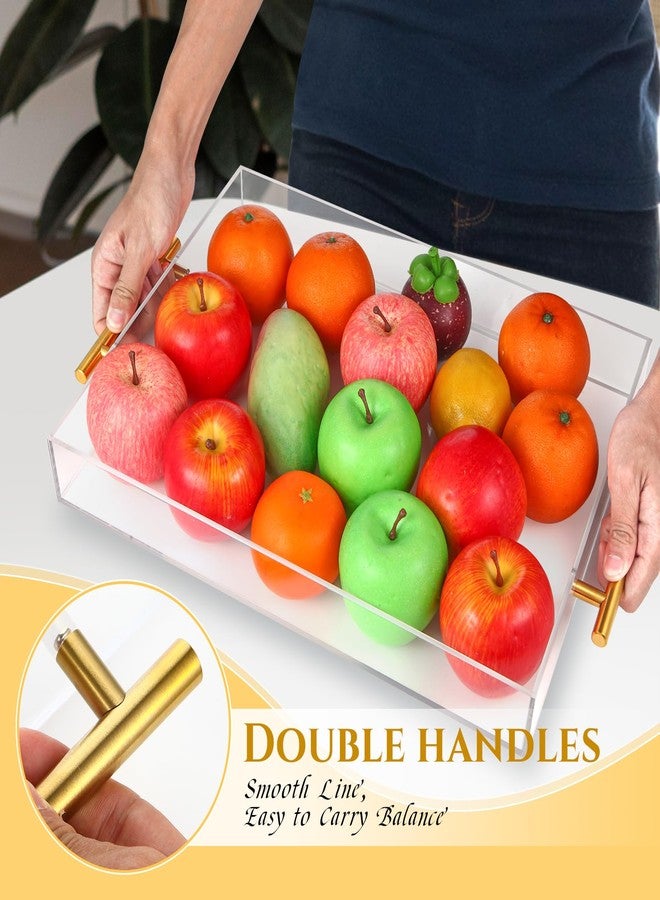 Vevitts 3 Pack Clear Acrylic Serving Tray with Gold Handles, Spill-Proof Acrylic Tray, Decorative Organizer Tray for Coffee Table Countertop Bathroom Vanity Appetizer Breakfast - Image 4