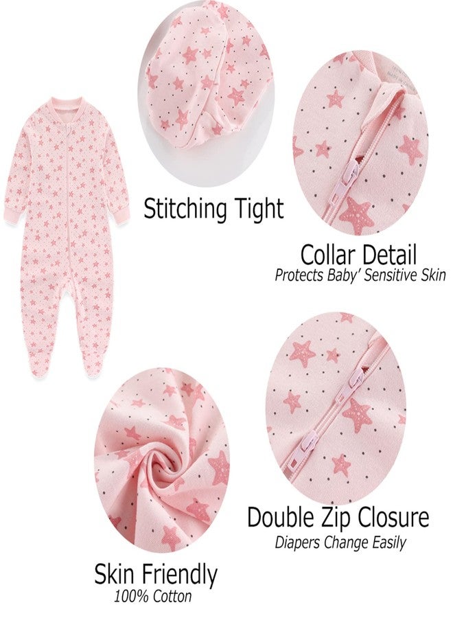 MAMIMAKA Baby Girls One-Piece Footies Romper 2-Way Zip Cotton Bodysuit Long-Sleeve Jumsuit, 6-9 Months - Image 2
