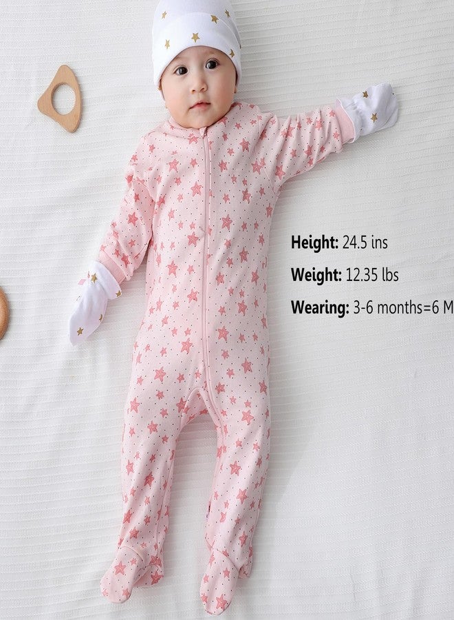 MAMIMAKA Baby Girls One-Piece Footies Romper 2-Way Zip Cotton Bodysuit Long-Sleeve Jumsuit, 6-9 Months - Image 3