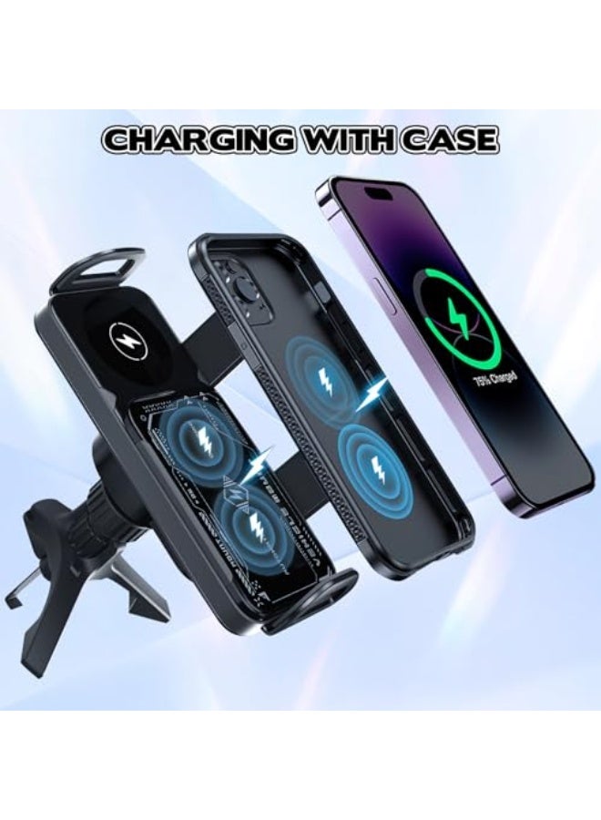 OneNine Wireless Car Charger Phone Holder Mount, 15W Fast Charging, Auto-Clamp, One-Touch Rotation, Vent Mount for Smartphones - Image 4