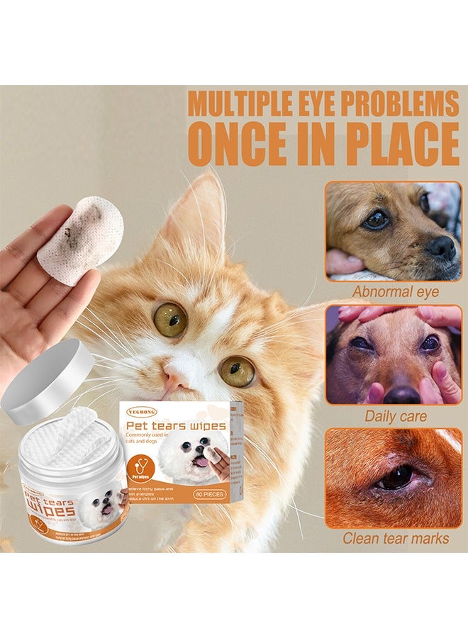 YEGBONG 60 Pcs Pet Eye Cleaner Tear Stain Remover For Dogs Cats Wipes Eye Wash Pads For Gentle Cleaning Eyes Debris Discharge and Mucus Secretions - Image 1