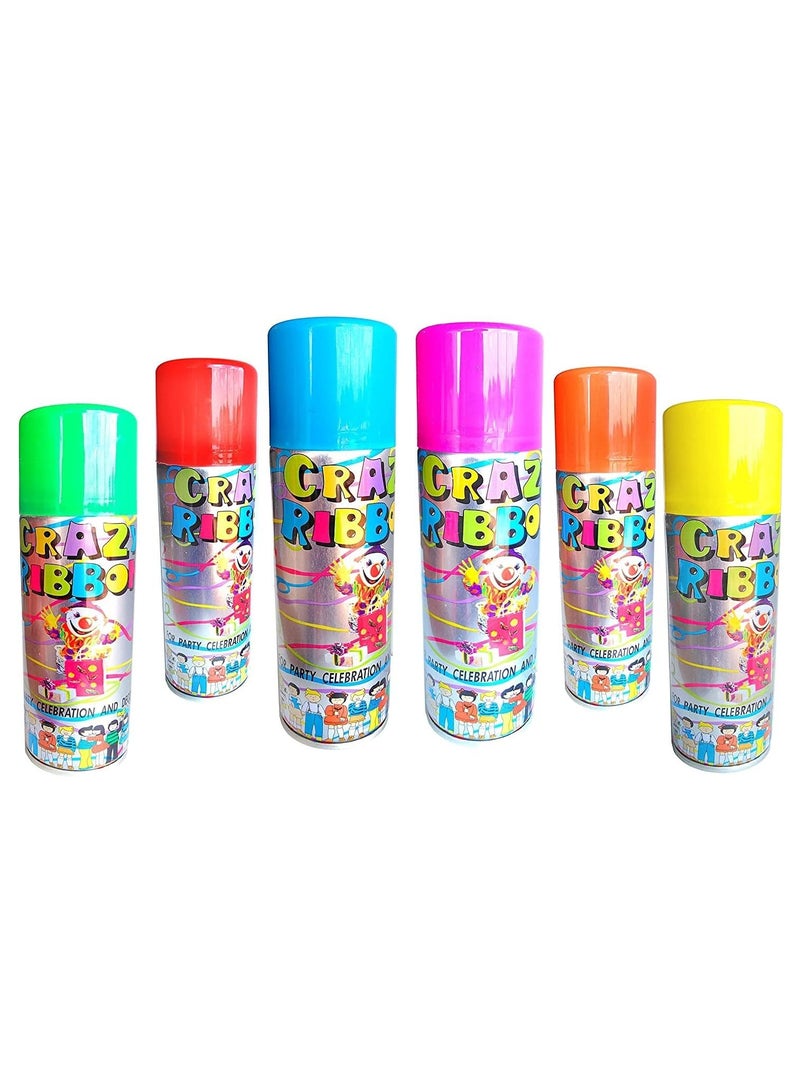 CRAZY RIBBON رذاذ ملون لحفلات الزفاف والاحتفالات، عبوة رذاذ شريطي مجنونة مكونة من 24 قطعة - Image 2