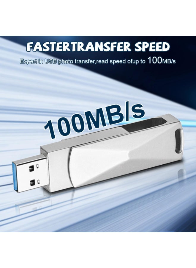 ناكسي فلاي فلاش USB، فلاش بسعة 2 تيرابايت وسرعة عالية 3.0، ذاكرة USB على شكل ذاكرة محمولة، ذاكرة معدنية مع وصلة Type C للهواتف الذكية/ماك بوك/كمبيوتر/أجهزة اللوحية (فضي) - Image 5