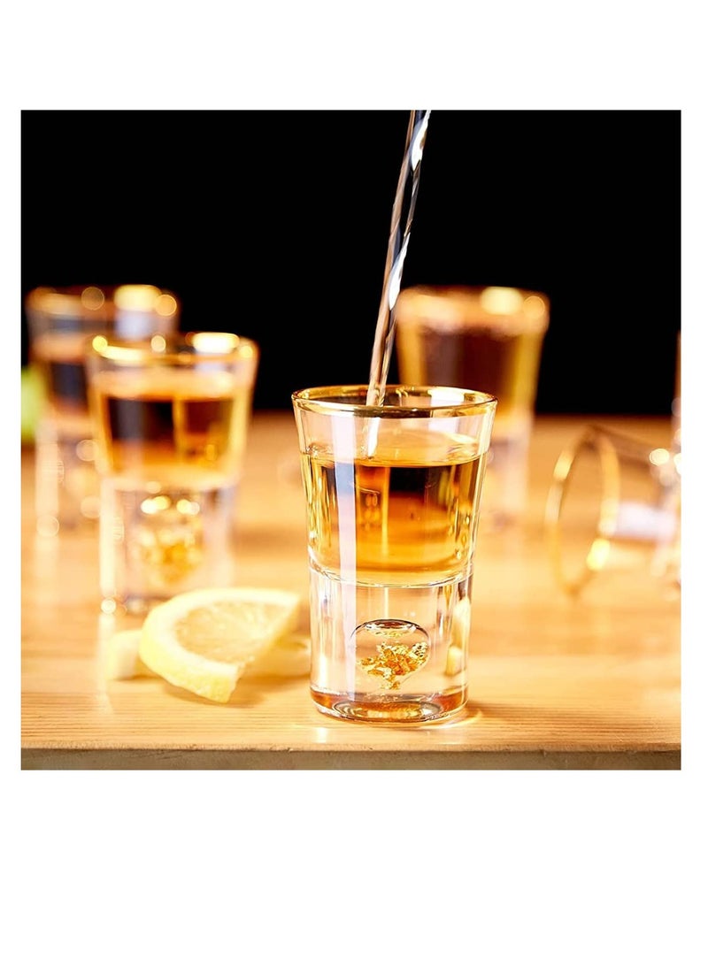 SOLARAE Shot Glasses Set Crystal Shot Glass Set with 2 0.5 oz and 24K Gold Leaf Flakes BPA-Free & Lead-Free Glasses Perfect for Décor & Collection Gift Choice (3 Piece Set) - Image 3