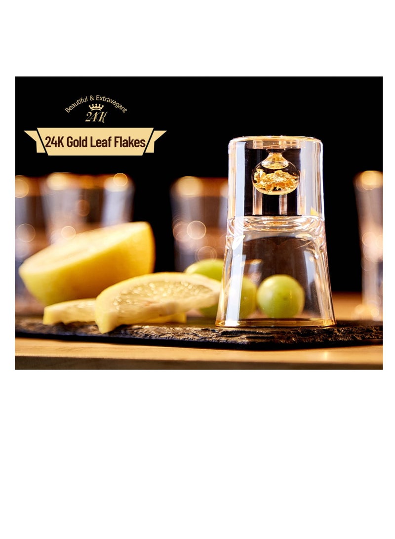 SOLARAE Shot Glasses Set Crystal Shot Glass Set with 2 0.5 oz and 24K Gold Leaf Flakes BPA-Free & Lead-Free Glasses Perfect for Décor & Collection Gift Choice (3 Piece Set) - Image 2