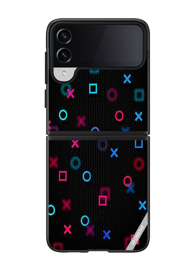 VR CREATIVE Protective Case Cover For Samsung Galaxy Z Flip4 Playstation Abstract Design Multicolour - Image 1