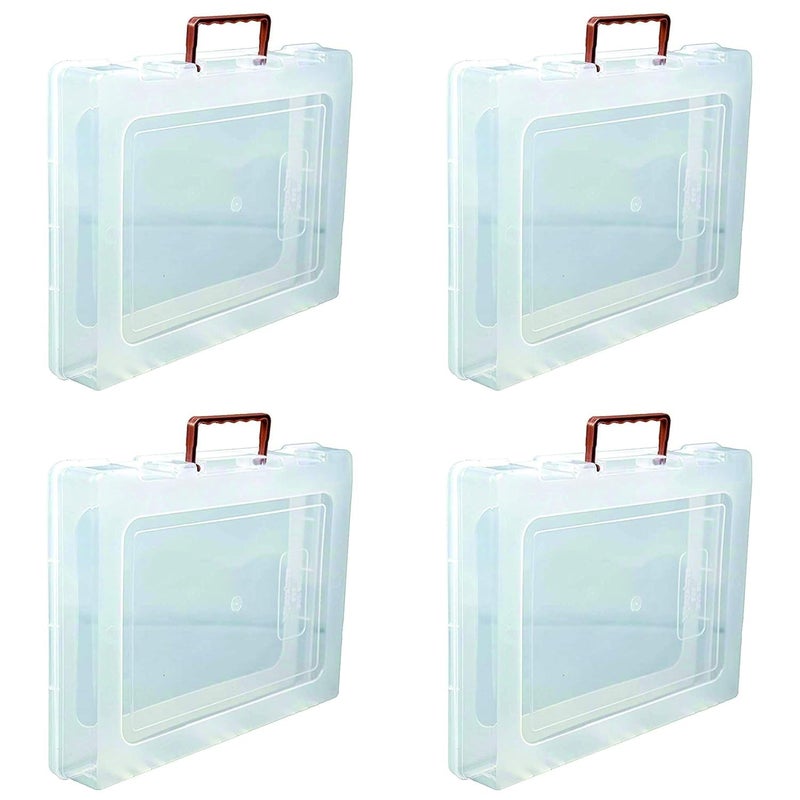 DARKZONE Multipurpose Plastic Storage Box with Locks and Handle matte Finish for saree Laptop Books Set of 4 - Image 1
