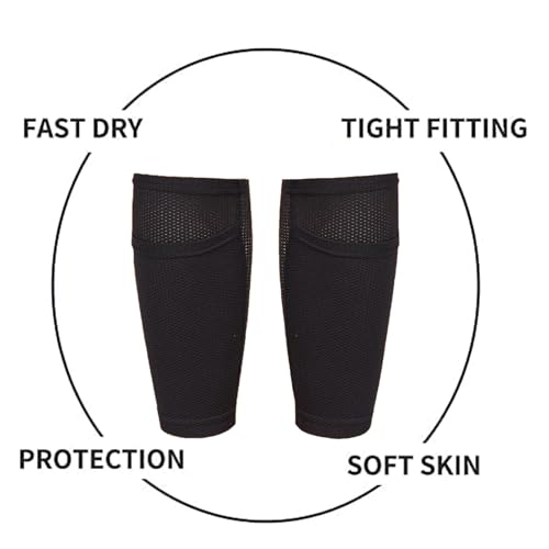 Hersent Soccer Shin Guard Sock,Leg Performance Support Football Compression Calf Sleeves with Pocket Can Holding Shin Pads,Comfort Breathable Youth Soccer Shin Guard Holders for Beginner or Elite Athlete - Image 4