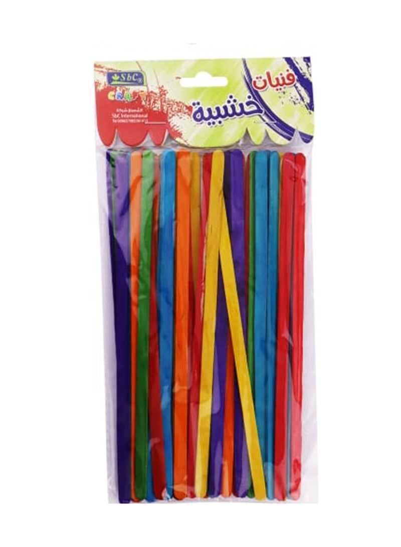 SBC 50-Piece Wooden Popsicle Sticks 0.6x18cm Size Assorted Colours - Image 1