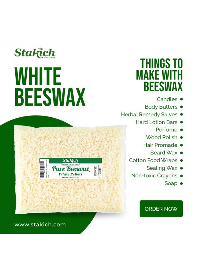 Stakich Pure White Beeswax Pellets, All Natural, Cosmetic Grade, Premium Quality (1 Pound) - Image 2
