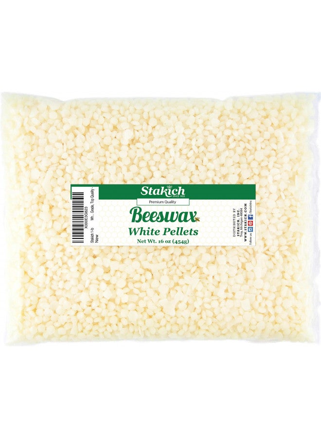 Stakich Pure White Beeswax Pellets, All Natural, Cosmetic Grade, Premium Quality (1 Pound) - Image 1
