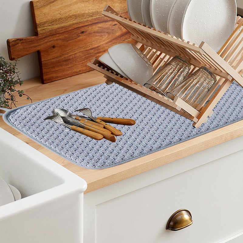 Microfiber Kitchen Drying Mat – Water Absorbent Polyester Insulation Mat - Image 2