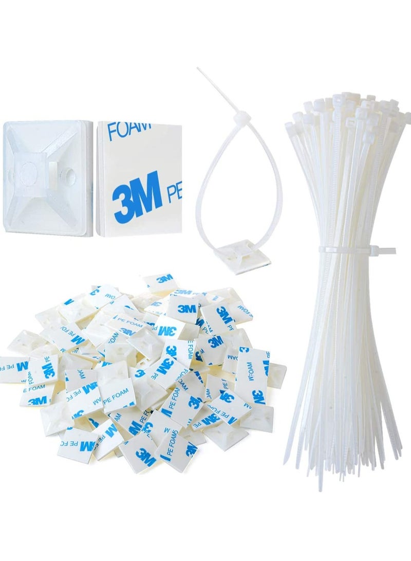 Loquat 50-Piece Zip Tie Adhesive Mounts Self Adhesive Cable Tie Base Holders - Image 1