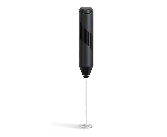 Cuisinox Electric Milk Frother Handheld Stainless Steel Battery Powered Foam Maker Whisk Drink Mixer Blender For Coffee Frappe Latte Macchiato Matcha Hot Chocolate Cappuccino Beater Black
