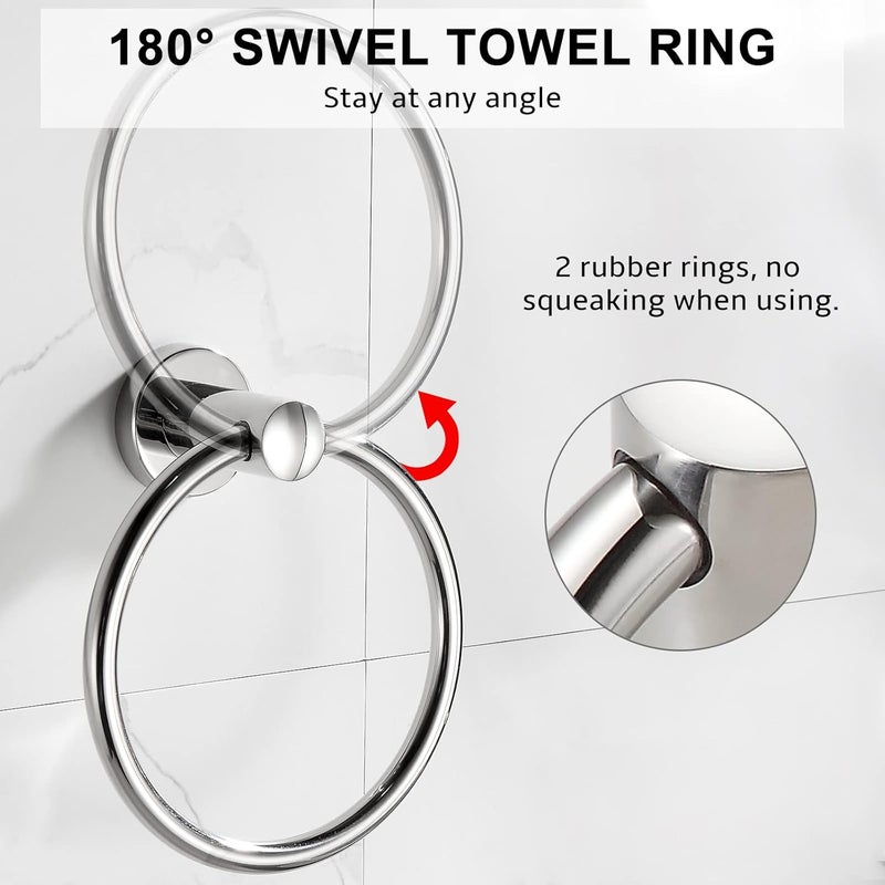 BGL Towel Ring for Bathroom, 304 Stainless Steel Polished Chrome Plated Wall Mount Towel Holder, Rustproof Bathroom Accessories with Modern Design - Image 4